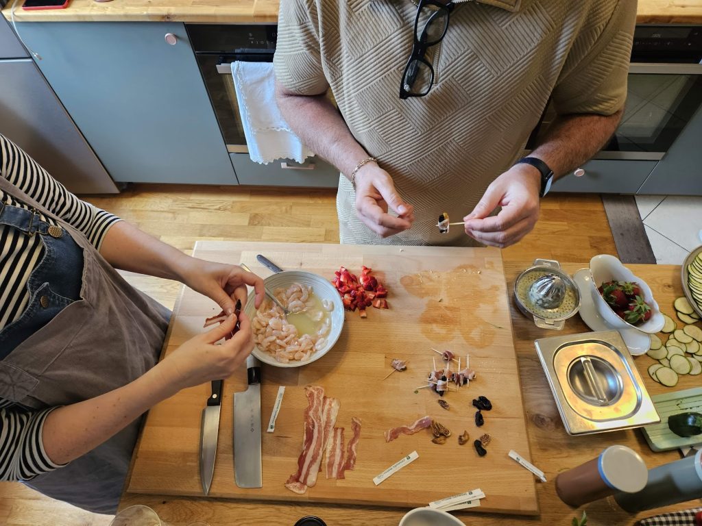 Detail of a cooking class