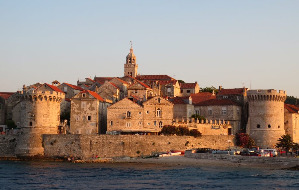 Sunset view of the island of Korčula