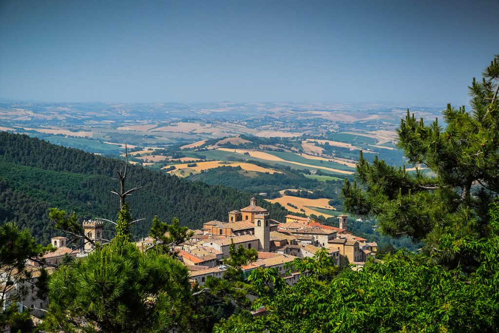 Panoramic aerial view of the village of Arcevia