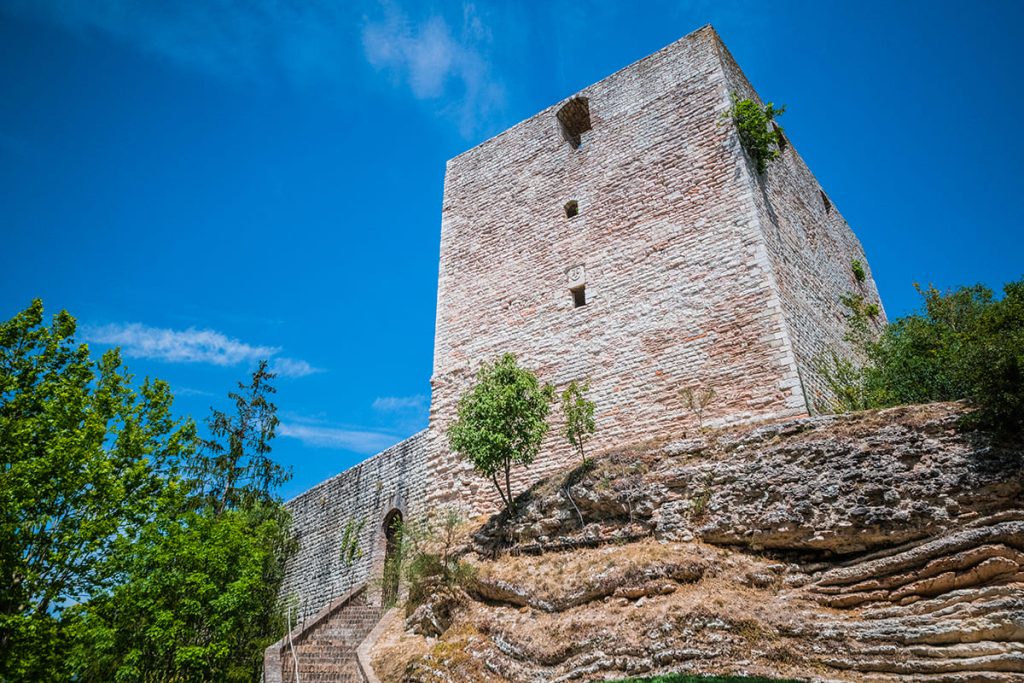 Detail of a tower of the Albornoz Fortress in Sassoferrato