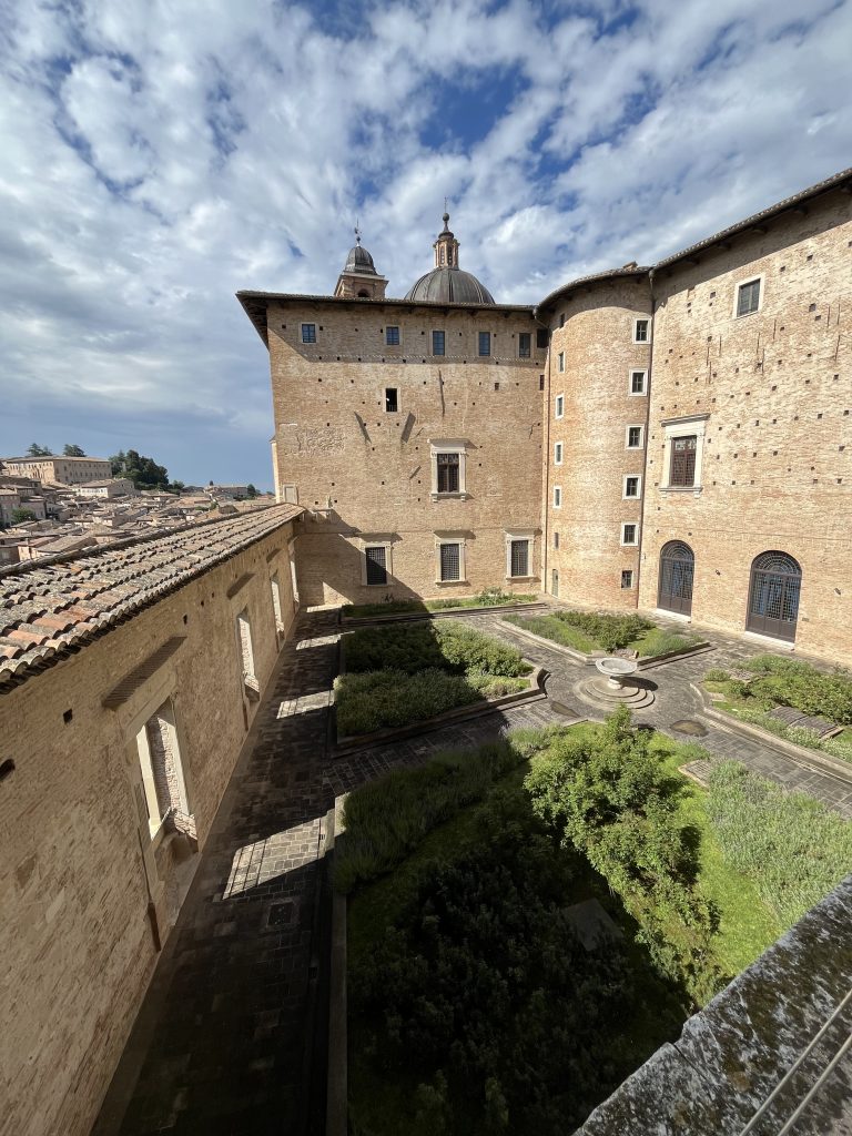 Detail of the facade of the Ducal Palace in Urbino